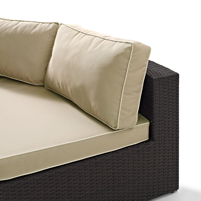 Sneed 83'' Wide Metal Patio Sofa with Cushions, Brown/Sand