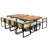 18-Piece Acacia Wood Patio Dining Set with 2 Tables, 8 Chairs and 8 Ottomans