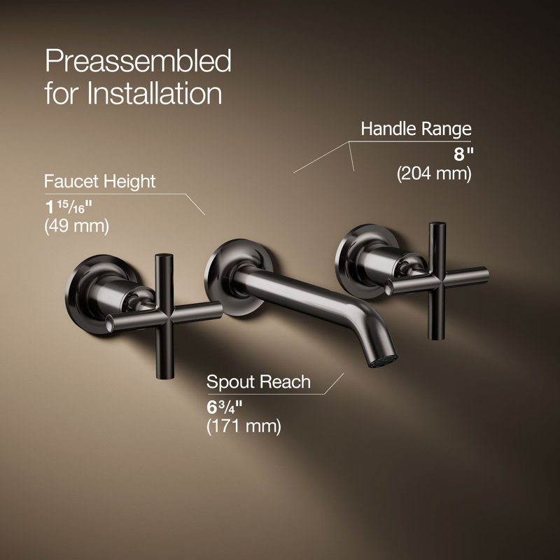 Purist® Wall-Mounted Bathroom Faucet, Vibrant Titanium, Cross Handle