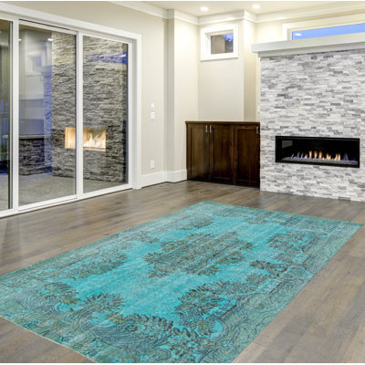 Tapis unique en laine noué à la main de style années 2000 5 pi 7 po x 9 pi Olesia