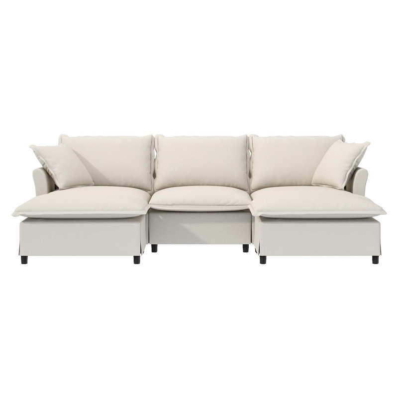 Canapé modulaire avec repose-pieds Chenille, Beige