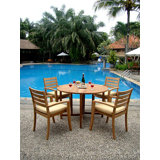 Leslie Outdoor 5 - Piece Teak Dining Set