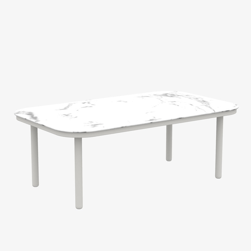 Table basse d'extérieur moderne en aluminium Campanella, Blanc