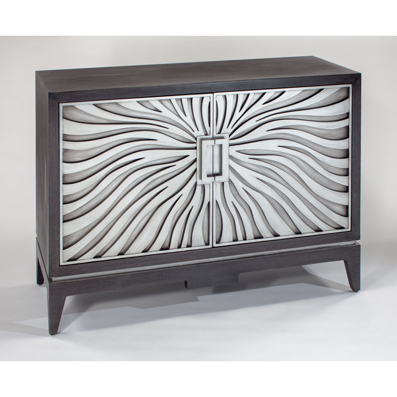 48'' Gray and White MDF Sideboard with Stainless Accents