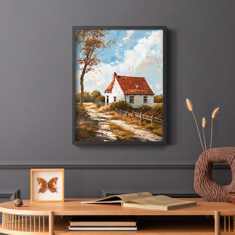 Paysages série C III - reproduction encadrée de qualité supérieure - prête à être accrochée - aucun clou requis, Noir