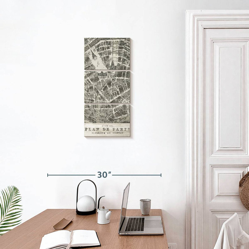 Plan De Paris On Wood, 27" H x 12" W