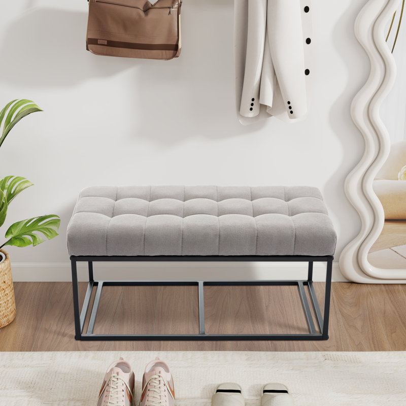 Banc de rangement multi-usages avec repose-pieds, Gris