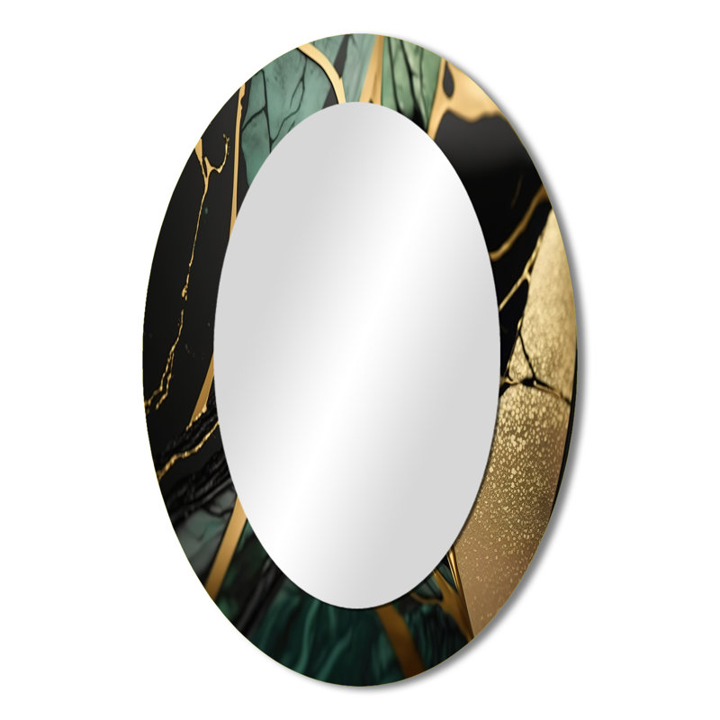 Abstrait Geode Green III - Miroir mural moderne vert, 36 po x 24 po