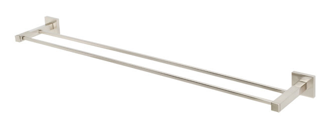 2 Double Wall Mounted Towel Bar, Satin Nickel, 2" H x 32" W x 5.31" D