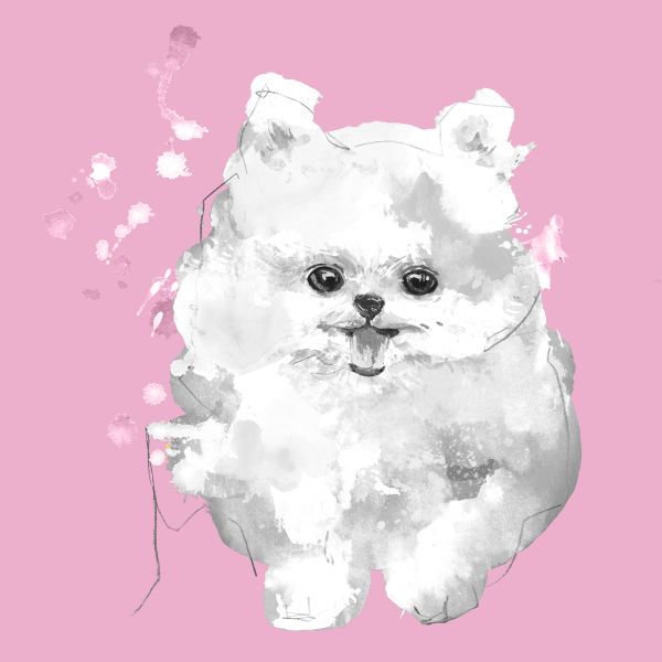 «Vivid Puppies I» par Elle Youngstrom, peinture, Gel coupé au couteau