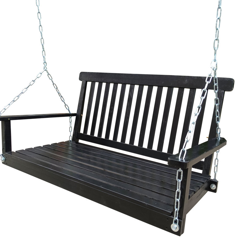 Balancelle avec accoudoirs et chaînes suspendues, Noir