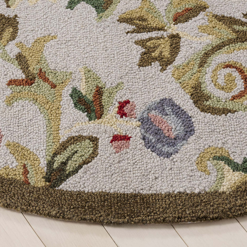 Chelsea Hand Hooked Wool Floral Rug, Round 5'6"