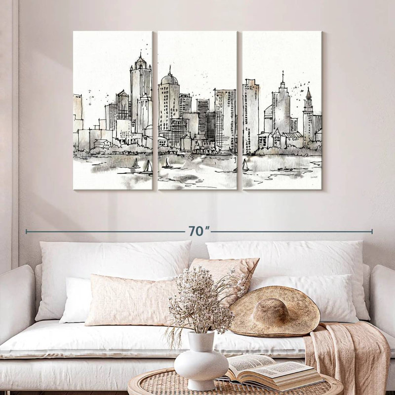 Sirci Skyline Sketches III sans mots - fleurs, H 32 po x l 50 po