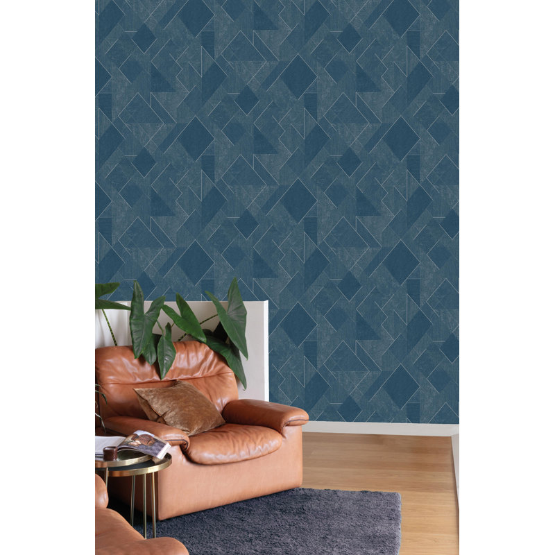 Rouleau de papier peint géométrique Antoinne, Bleu