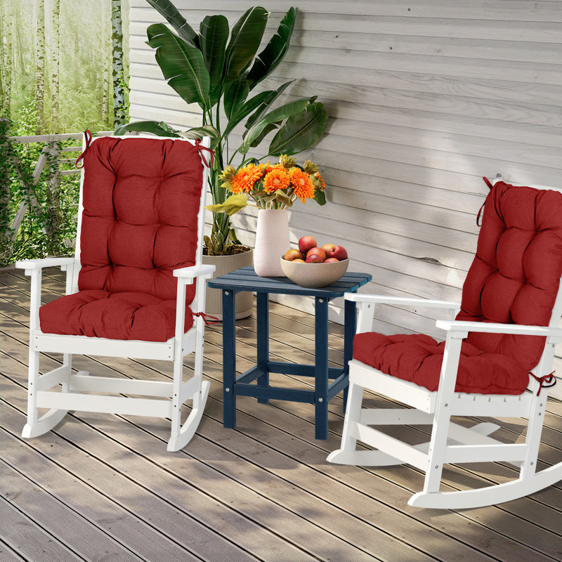  Aoodor Outdoor Tufted Back Cushions Patio Replacement Chair Cushion, Red
