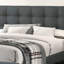 Lit plateforme double moderne avec tête de lit capitonnée en polyfibre gris anthracite, aucun sommier requis-212446032