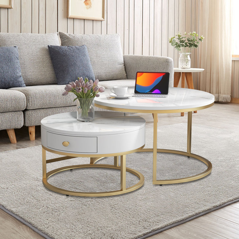 Adeliah Frame Coffee Table with Storage, White