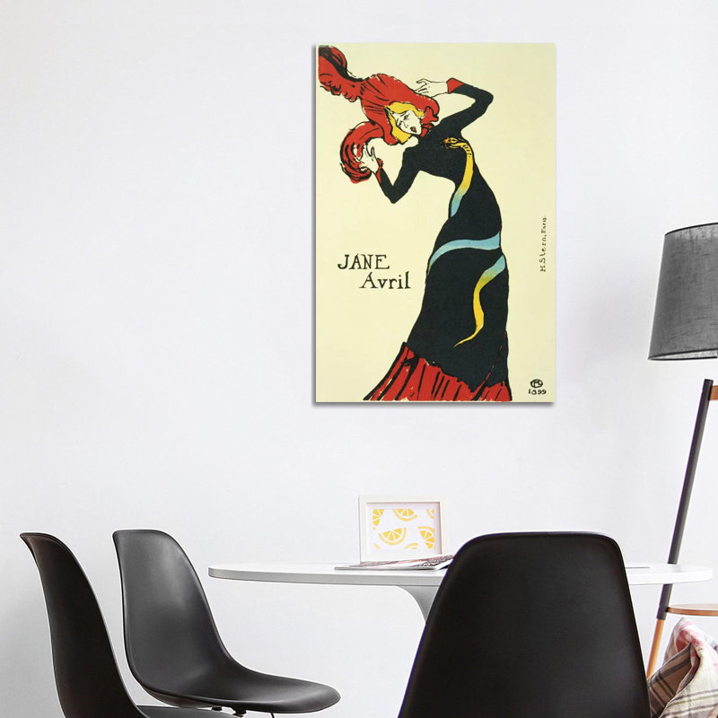 Jane Avril Vintage Poster by Henri de Toulouse-Lautrec - 1 Piece Wrapped Canvas Wall Art