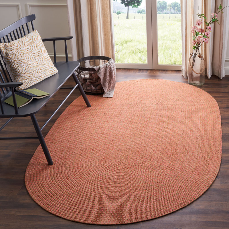 Garbrand Hand Woven Cotton Solid Color Rug, Oval 8' x 10' 