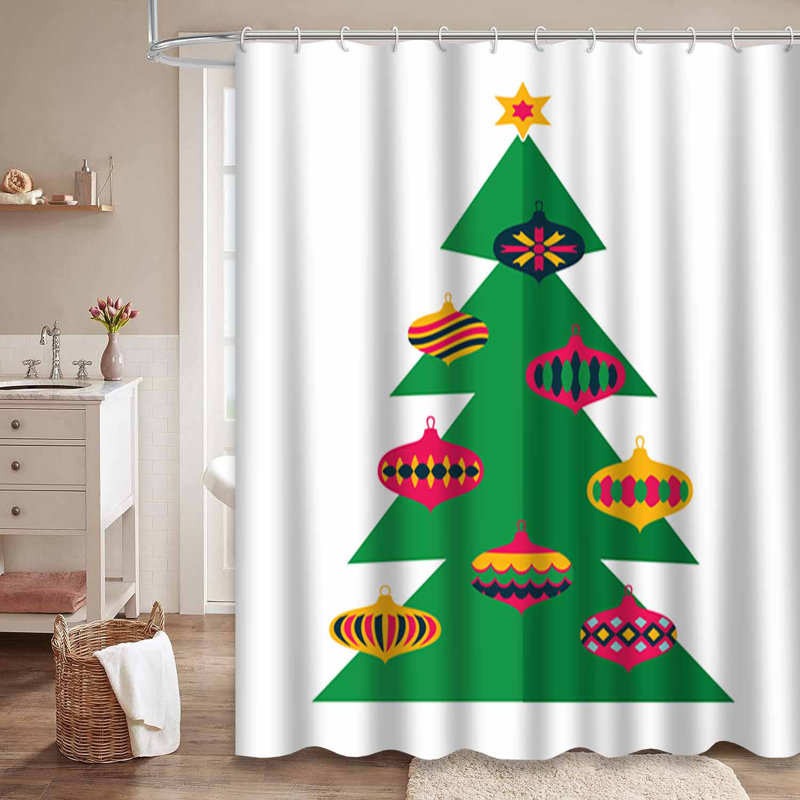 Rideau de douche de Noël avec 12 crochets, L 72 po x l 78 po