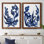 " Indigo Brush Blooms I " 2 - Pieces