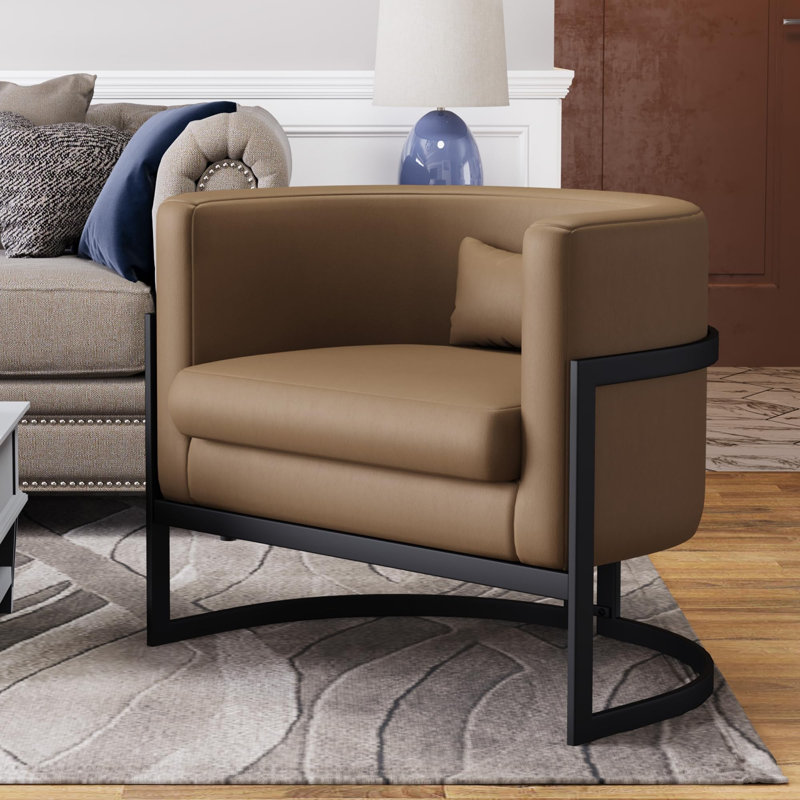Fauteuil moderne en forme de tonneau, Brun