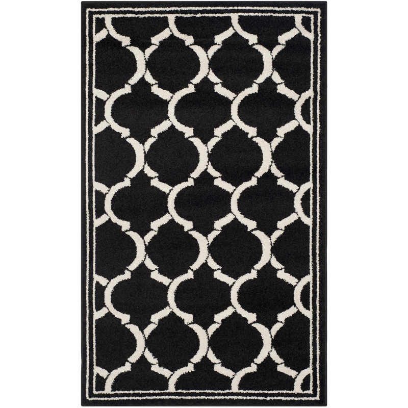 Ammundsen Geometric Black Area Rug, Rectangle 9' x 12'