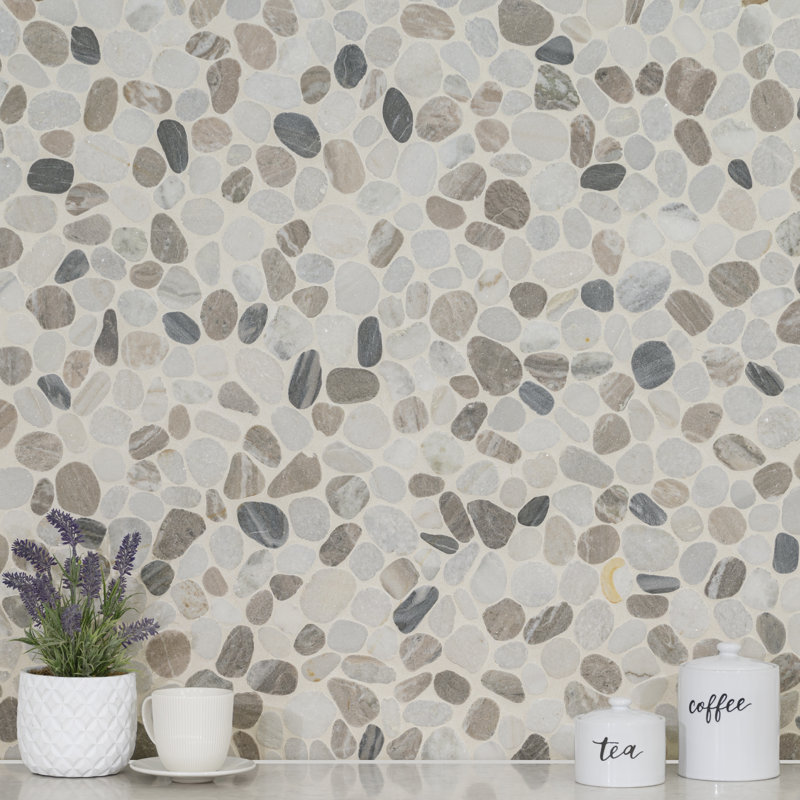 Marvella Pebble 12 in. x 12 in. Natural stone Mosaic Floor and Wall Tile, Rainshore