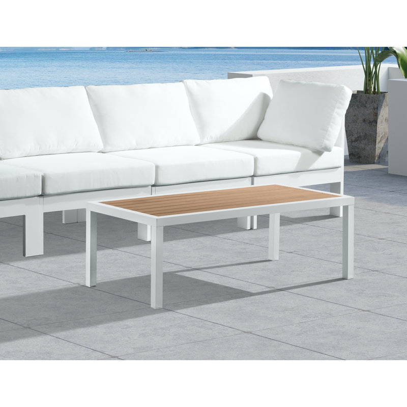 Nizuc Brown and White Aluminum Outdoor Coffee Table