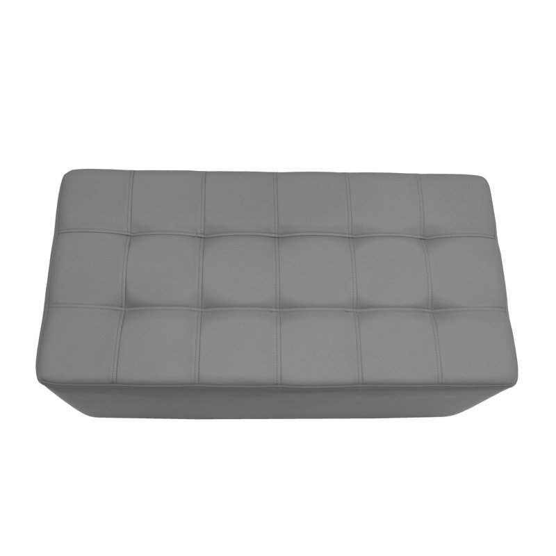 Faux Leather Ottoman, Gray Faux Leather