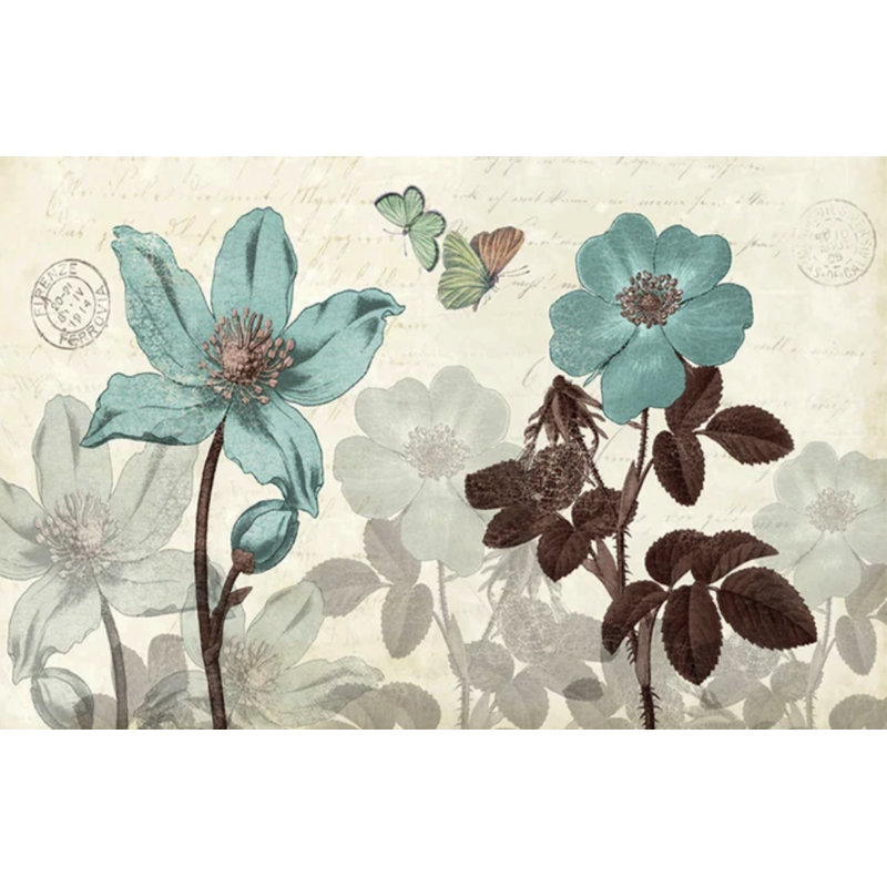 Papier peint rétro avec fleur rose de style américain, L 35 po x l 55 po