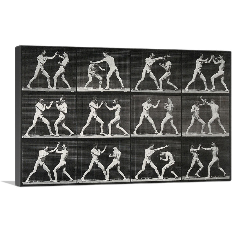«Two Men Boxing 1887» par Ead vêtementsd Muybridge, impression sur toile tendue, H 26 po x l 40 po x 1,5 po