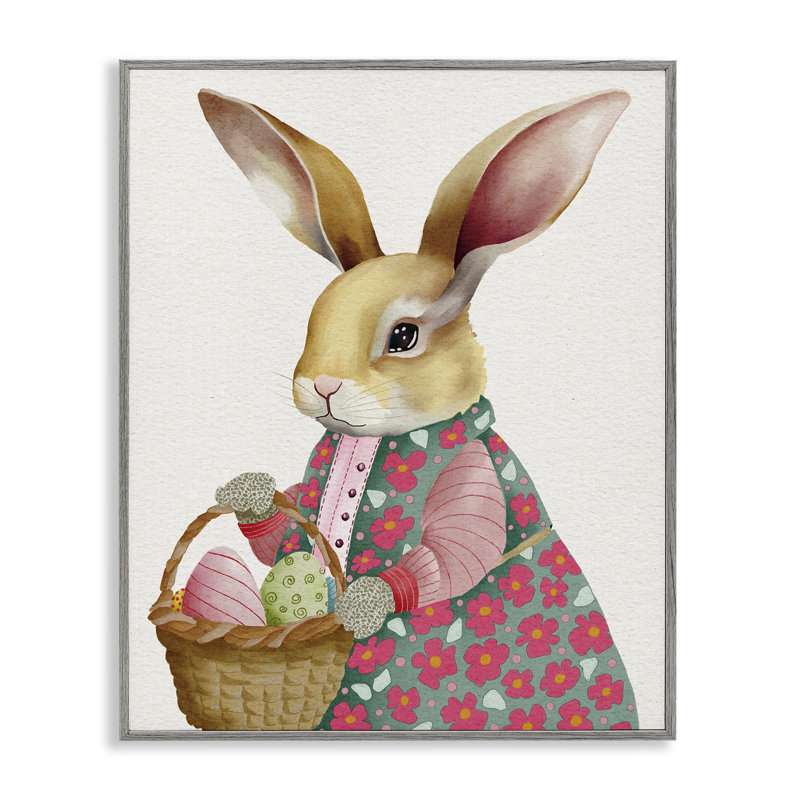 Lapin de Pâques avec panier à œufs, estampe numérique, design par Regina Moore, H 30 po x l 24 po