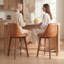 Ensemble de tabourets de bar modernes de hauteur comptoir de 3, 26 po avec tabourets pivotants en bois massif et tabourets de comptoir en similicuir café pour îlot de cuisine-1261041571-1261041573