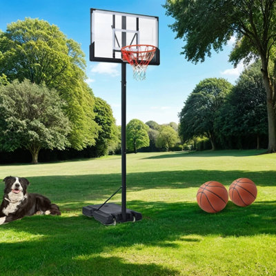Panier de basketball portatif en métal résistant à la rouille à hauteur ajustable de 43,3 po avec rebord séparable