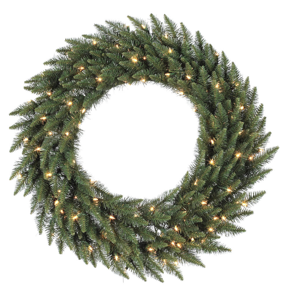 Peabody 96" Pre-Lit Mixed Christmas Wreath, 42" H x 42" W x 3" D,  Warm Clear