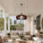 1-Light 3-Color Dimmable Walnut-Striped UFO Pendant Light with Adjustable Cable