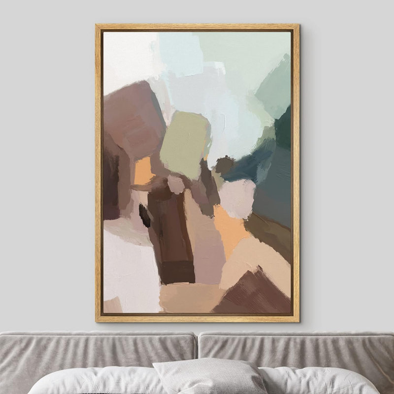 Multicolore, aquarelle, vert, brun, aquarelle, art moderne, bohème, coloré, chic encadré sur toile, Naturel