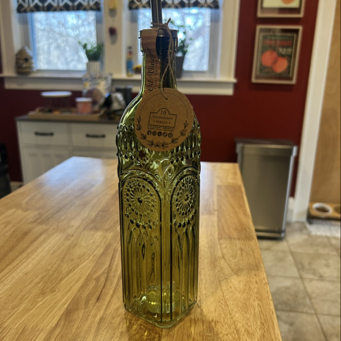 10 Strawberry Street Devonshire Textured Glass Oil Cruet - Dark Green