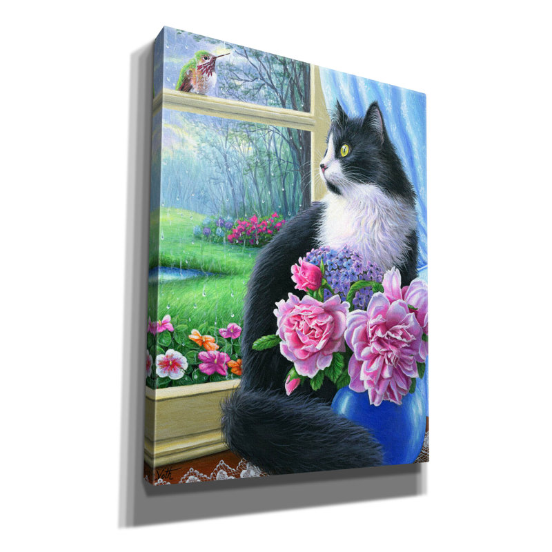«Rainy Day visiteur» par Bridget Voth, H 16 po x l 12 po x P 0,75 po