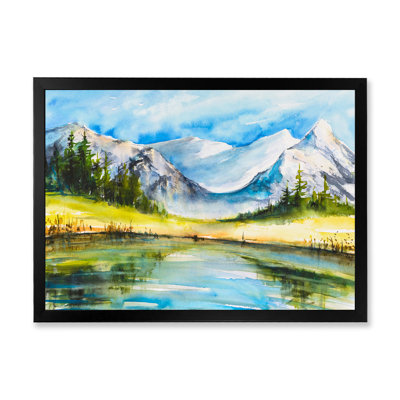 " Blue Lake With Mountain Valley " Painting Print
