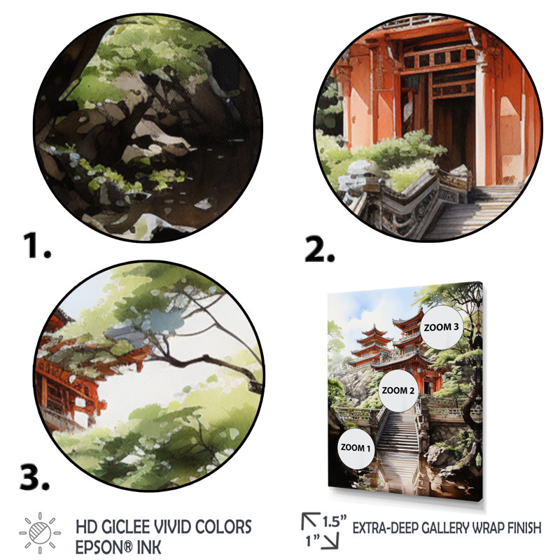 «Imperial Palace III» sur toile, Cadre flottant doré, H 44 po x l 34 po x P 1,5 po