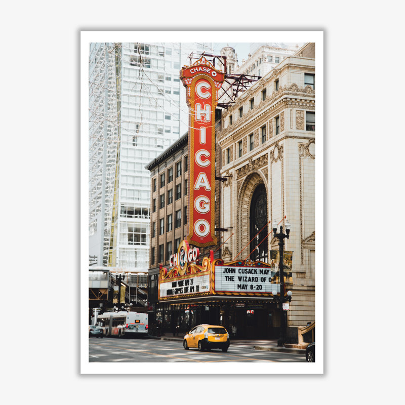 Retro Chicago Theatre - Print, 42 cm H x 30 cm W x 1 cm D, No Frame