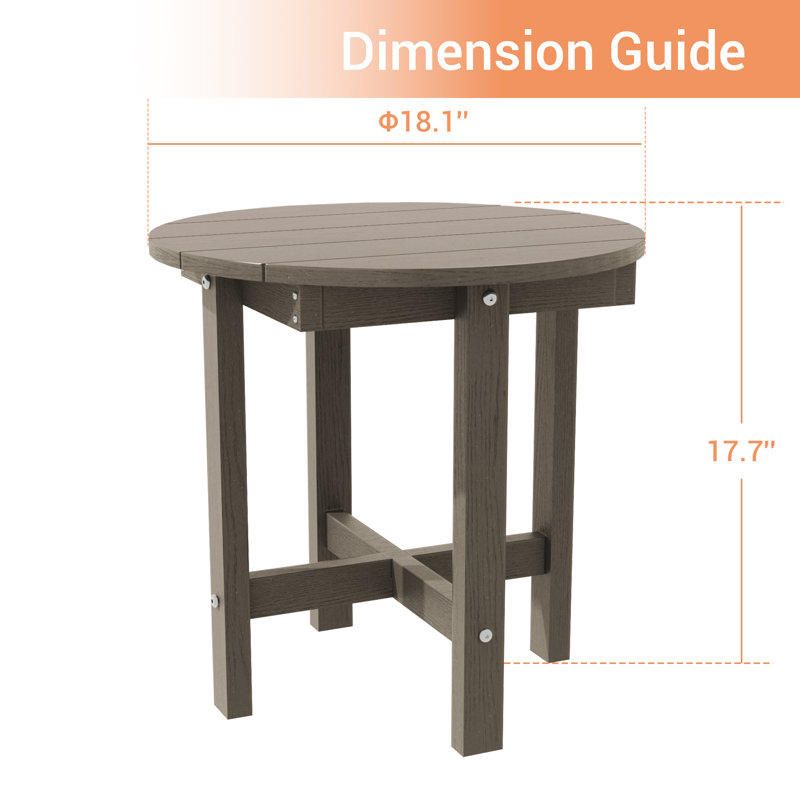 Outdoor Side Table, HDPE Small Outdoor Adirondack Side Tables, Weather Resistant & Easy Maintenance Patio End Table for Patio, Porch, Deck, Pool
