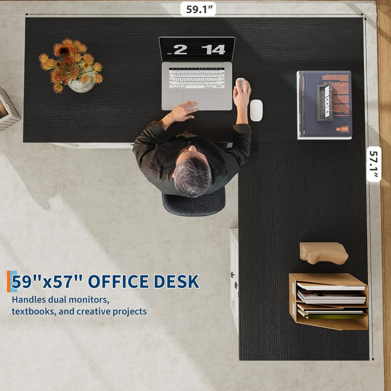 L-Shaped Computer Desk, Black