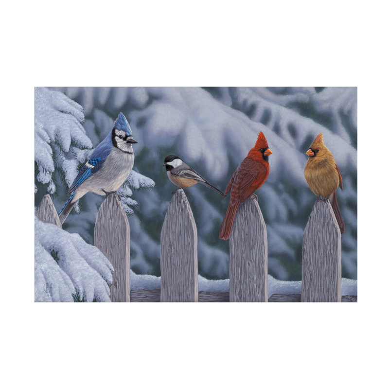 «Jeff Hoff Winter Birds», art sur toile, H 12 po x l 19 po