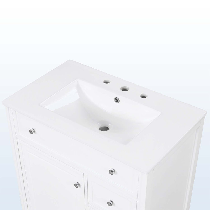 Diavian MDF Board & Ceramic Bathroom Cabinet, White