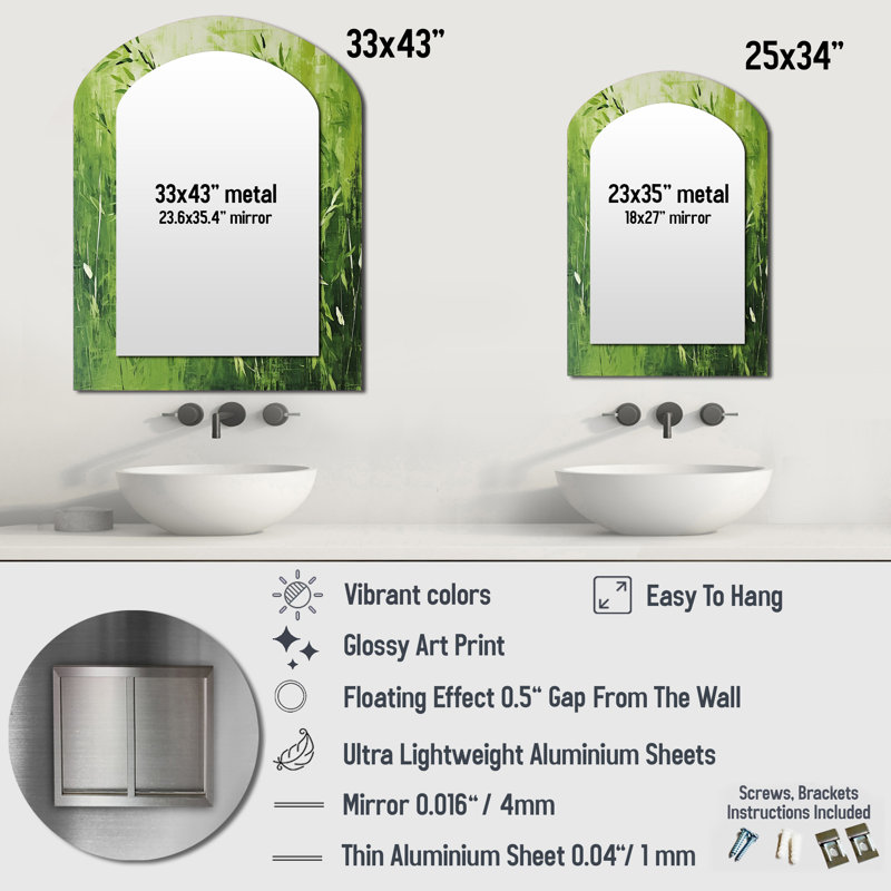 Kitchen Fennel Herbs Fantasy 3 - Miroir décoratif arqué Herbs, 34 po x 25 po