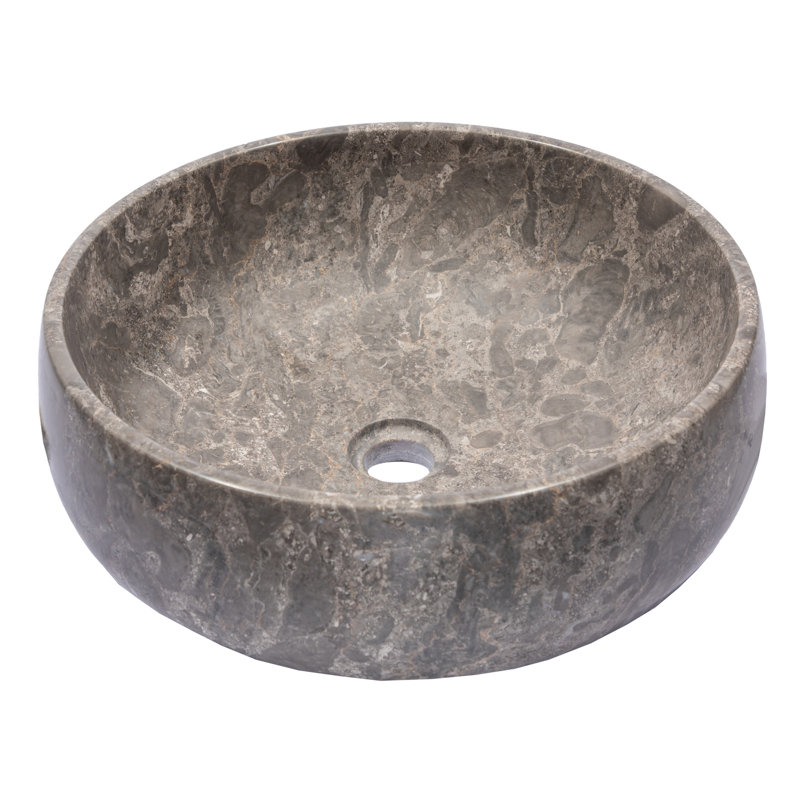 Gray/Brown Stone Circular Vessel Bathroom Sink