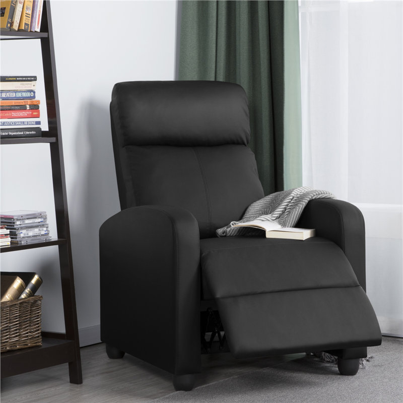Manual Glider Recliner Armchair  with 3 Relaxation Modes, Black